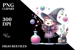 Simple Watercolor Whimsical Excited Witch, Transparent PNG Product Image 2