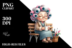 Colorful Old Lady Hair Curlers | Clipart Product Image 2