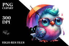 Watercolor Vibrant Dove Sitting PNG Product Image 2