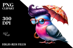 Watercolor Vibrant Dove Sitting PNG Product Image 2