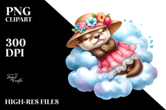 Baby Otter Dressed for Summer Sleeping on Cloud Product Image 2