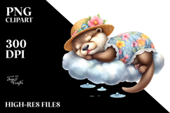 Baby Otter Dressed for Summer Sleeping on Cloud Product Image 2
