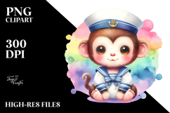 Pastel Cute Monkey Sailor Suit on White Background Product Image 2