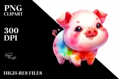 Colorful Baby Pig Drawing | Clipart Product Image 3
