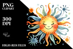 Simple Smiling Sun at Sunset, Transparent PNG Product Image 2