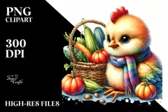 Baby Chicken with Autumn Vegetables | Sublimation | Clipart Product Image 1
