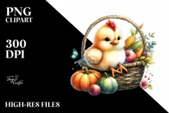 Baby Chicken with Autumn Vegetables | Sublimation | Clipart Product Image 1