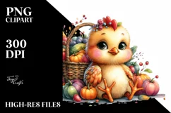 Baby Chicken with Autumn Vegetables | Sublimation | Clipart Product Image 3