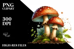 Detailed Mushroom Watercolor PNG Product Image 1
