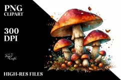 Detailed Mushroom Watercolor PNG Product Image 3