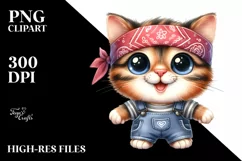 Expressive Baby Cat Bandana Clipart Product Image 1