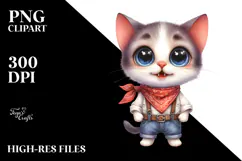 Expressive Baby Cat Bandana Clipart Product Image 2