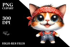 Expressive Baby Cat Bandana Clipart Product Image 2