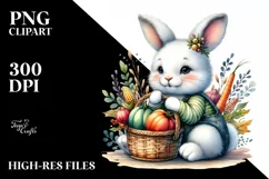 Baby Bunny with Autumn Vegetables | Sublimation | Clipart Product Image 3