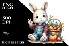 Baby Bunny with Autumn Vegetables | Sublimation | Clipart Product Image 1