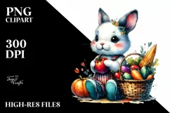 Quirky Baby Bunny Holding Basket | Sublimation | Clipart Product Image 3