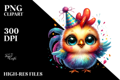 Cute Baby Rooster with Party Hat, Vibrant PNG Product Image 2
