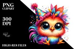Cute Baby Rooster with Party Hat, Colorful PNG Product Image 2