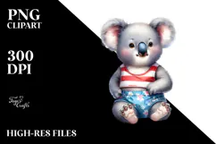Digital Watercolor with Baby Koala in Beachwear Product Image 2