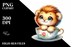 Colorful Smiling Lion Tea Cup Splash Clipart Product Image 3