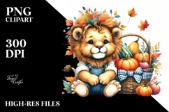 Quirky Baby Lion Holding Basket | Sublimation | Clipart Product Image 3