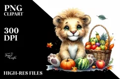 Quirky Baby Lion Holding Basket | Sublimation | Clipart Product Image 1