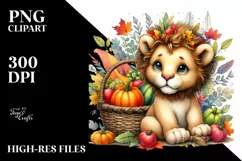 Quirky Baby Lion Holding Basket | Sublimation | Clipart Product Image 3