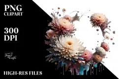 Shiny Chrysanthemum Watercolor Splash, PNG Product Image 2