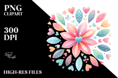 Simple Flower with Heart Petals PNG Product Image 2