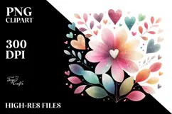 Simple Flower with Heart Petals PNG Product Image 2