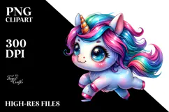Running Baby Unicorn, PNG Product Image 2