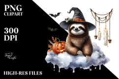 Halloween Sloth on Cloud, High-Res PNG Product Image 2