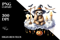 Sloth Dressed for Halloween on Cloud PNG Product Image 2