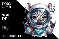 Energic Baby Zebra with Astronaut Helmet PNG Product Image 2