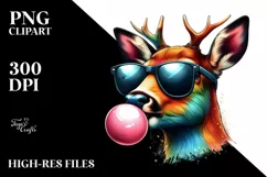 Quirky Deer Portrait with Sunglasses | Sublimation | Clipart Product Image 1