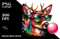 Quirky Deer Portrait with Sunglasses | Sublimation | Clipart Product Image 3