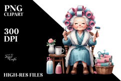 Old Lady Character Chair Mug Clipart Product Image 2