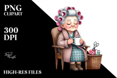 Colorful Old Lady Hair Curlers | Clipart Product Image 2