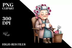 Colorful Old Lady Hair Curlers | Clipart Product Image 1