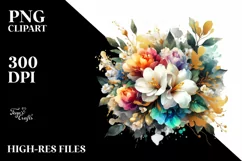 colorful Bouquet with Foil Gardenia | Abstract Clipart Product Image 3