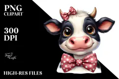 Funny Cow with Bow and Tie, High-Res PNG Product Image 2