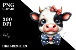 Funny Cow with Bow and Tie, High-Res PNG Product Image 2
