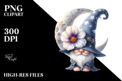 Cute Baby Gnome with Morning Glory PNG Product Image 2