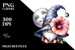 Cute Baby Gnome with Morning Glory PNG Product Image 2