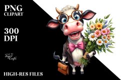 Excited Cow with Large Flower Bouquet | Sublimation | Product Image 3