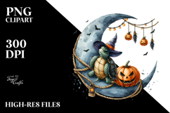 Halloween Turtle Sitting on Moon PNG Product Image 2