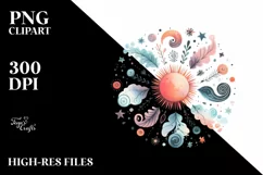 Colorful Pastel Watercolor Sun | Sublimation | Clipart Product Image 1