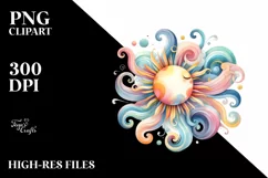 Colorful Sun in Pastel Watercolor | Clipart Product Image 1
