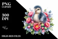 Baby Rhea Above Flower Watercolor | Splash Clipart Product Image 3