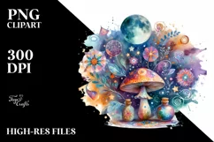 Colorfull Magical Mushroom PNG Product Image 1